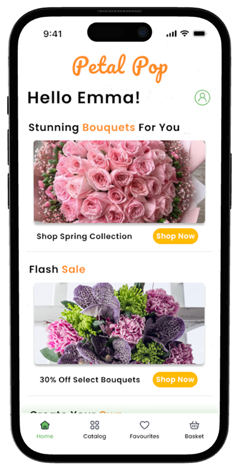 Petal Pop home screen mockup